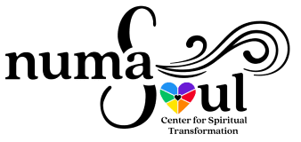 Numa Soul A Center For Spiritual Transformation And Healing Of Religious Trauma Wounds | An All Black Logo With The Name Numa Soul And A Rainbow Heart